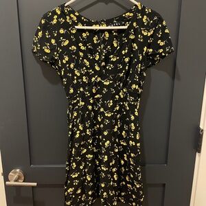 Adorable black and yellow floral mini dress